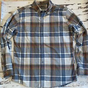 Eddie Bauer XLT lumberjack workwear brown blue plaid cotton flannel button down